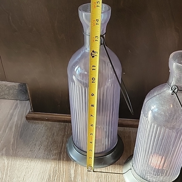 Set Of Elegant Glass Lanterns with Metal Base - Picture 5 of 5